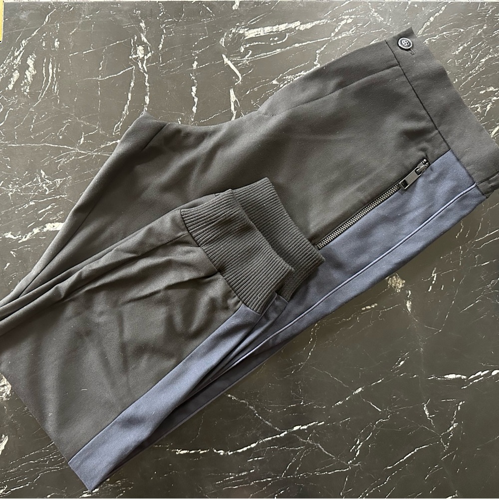 Ted Baker Black Dressy Joggers w/ navy blue side stripe